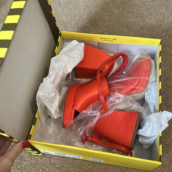 NIB Sam Edelman Circus Miranda Tangerine Tango Ankle Strap Block Heeled Sandals - Picture 3 of 9